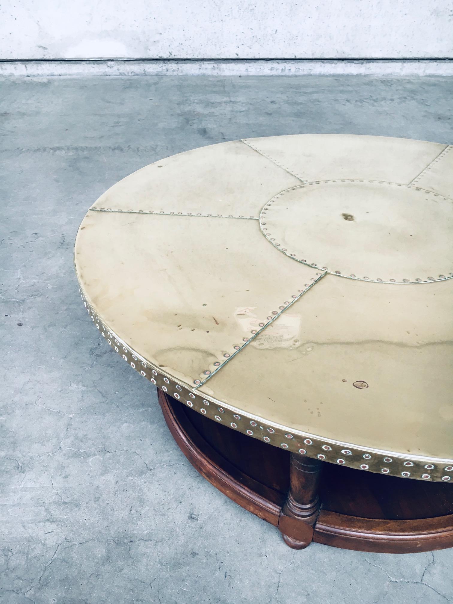 1970's Artisan Design Brass sheet covered round Coffee Table 5