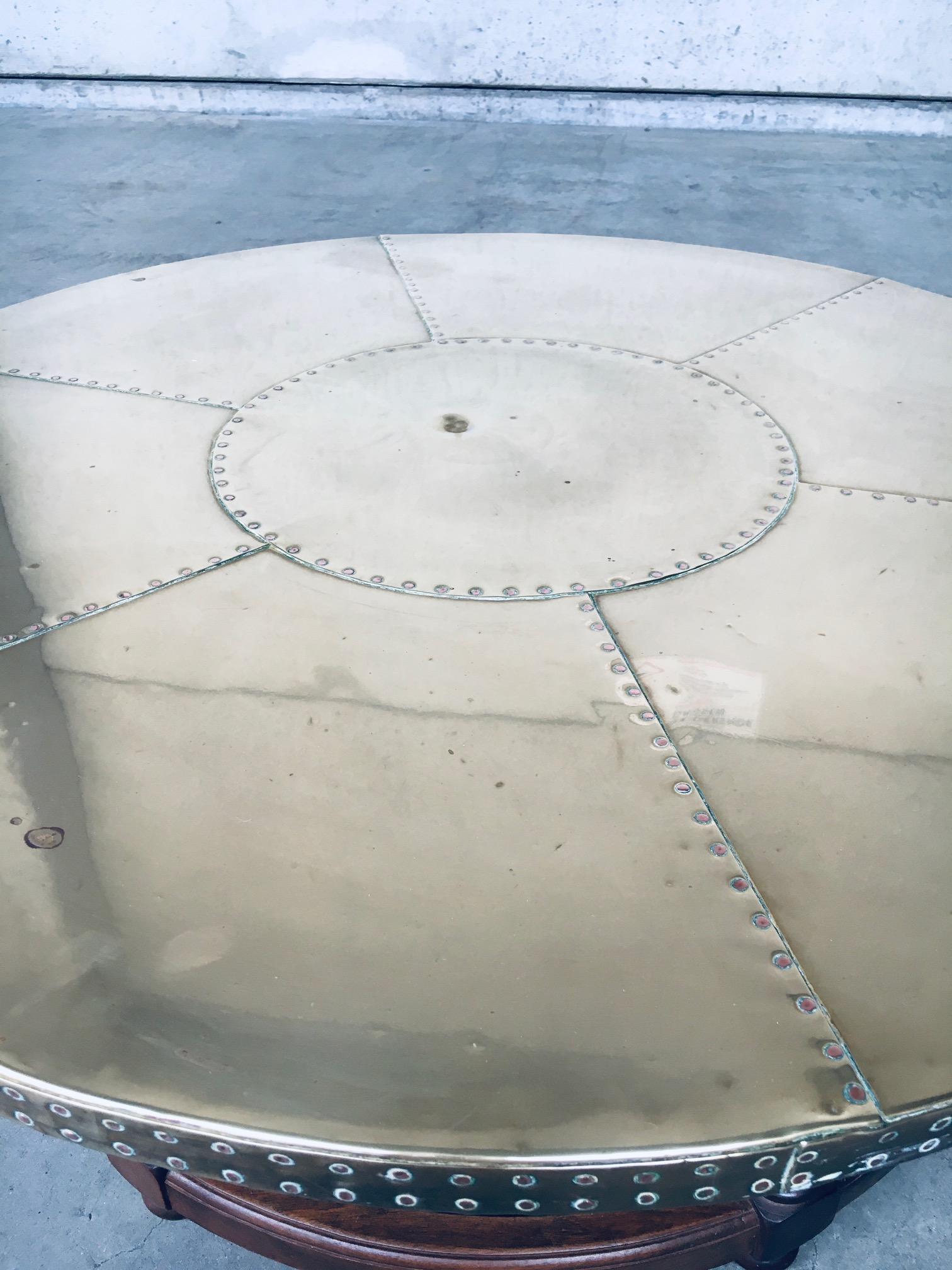 1970's Artisan Design Brass sheet covered round Coffee Table 7