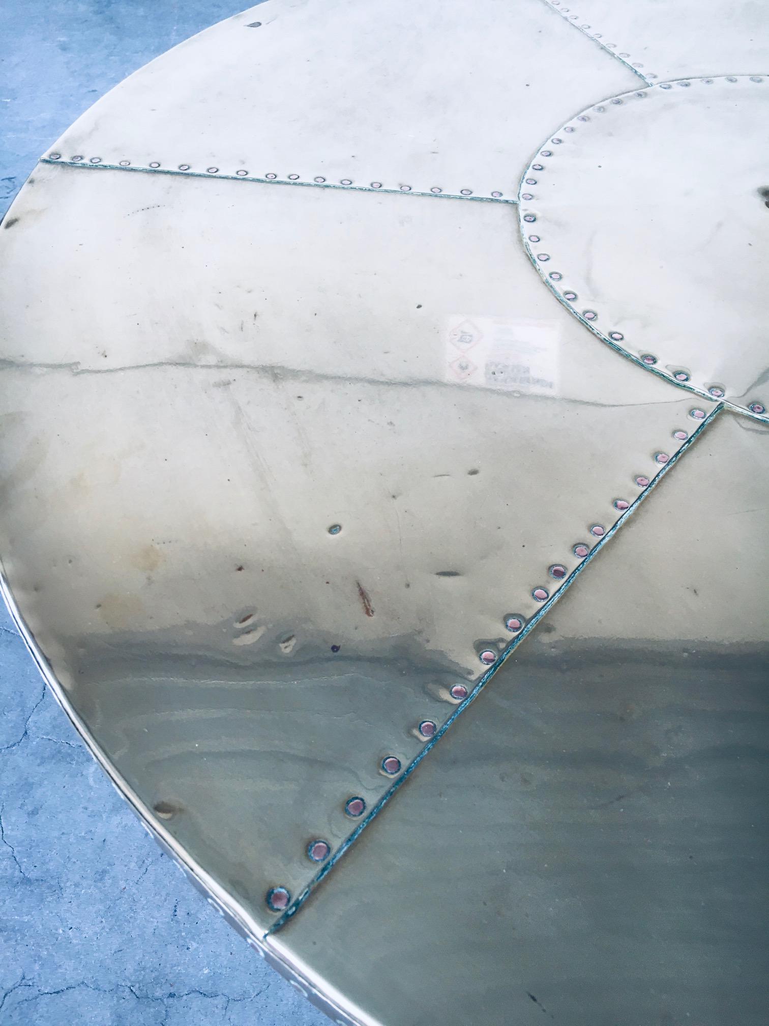 1970's Artisan Design Brass sheet covered round Coffee Table 11