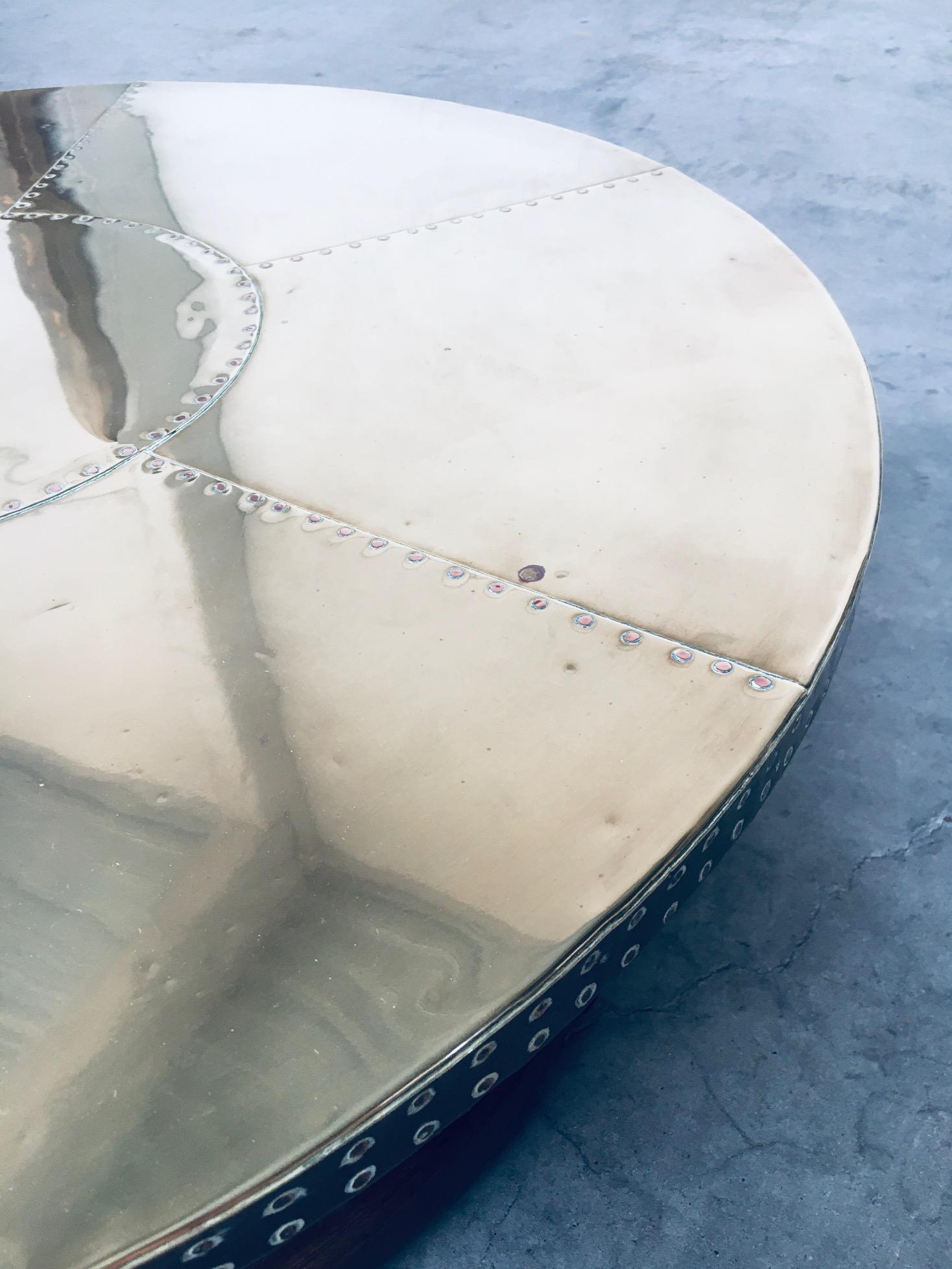 1970's Artisan Design Brass sheet covered round Coffee Table 12