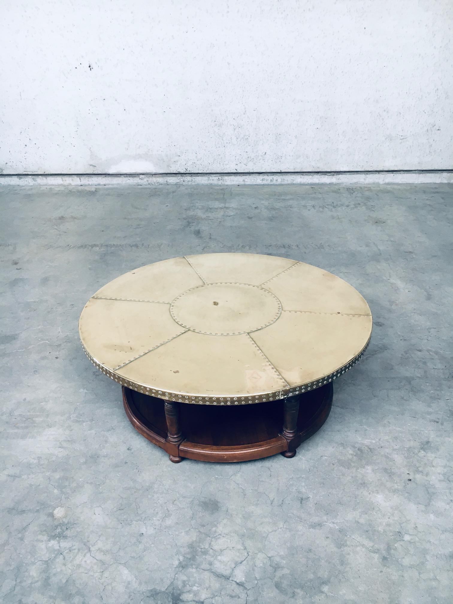 Arts and Crafts 1970's Artisan Design Brass sheet covered round Coffee Table
