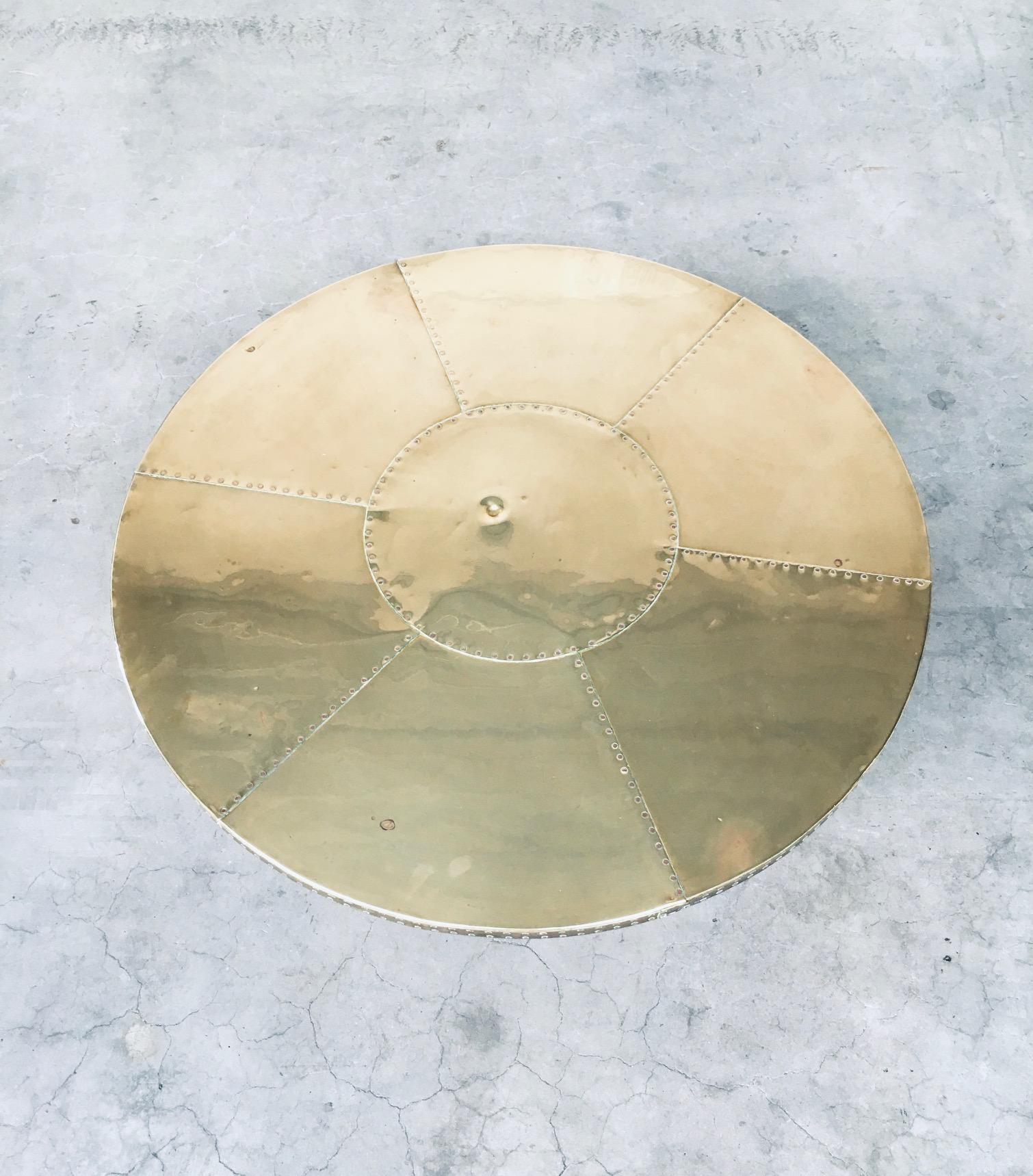 1970's Artisan Design Brass sheet covered round Coffee Table 2