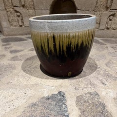 1970s Artisan Planter Pot Lava Drip Glaze Red Green