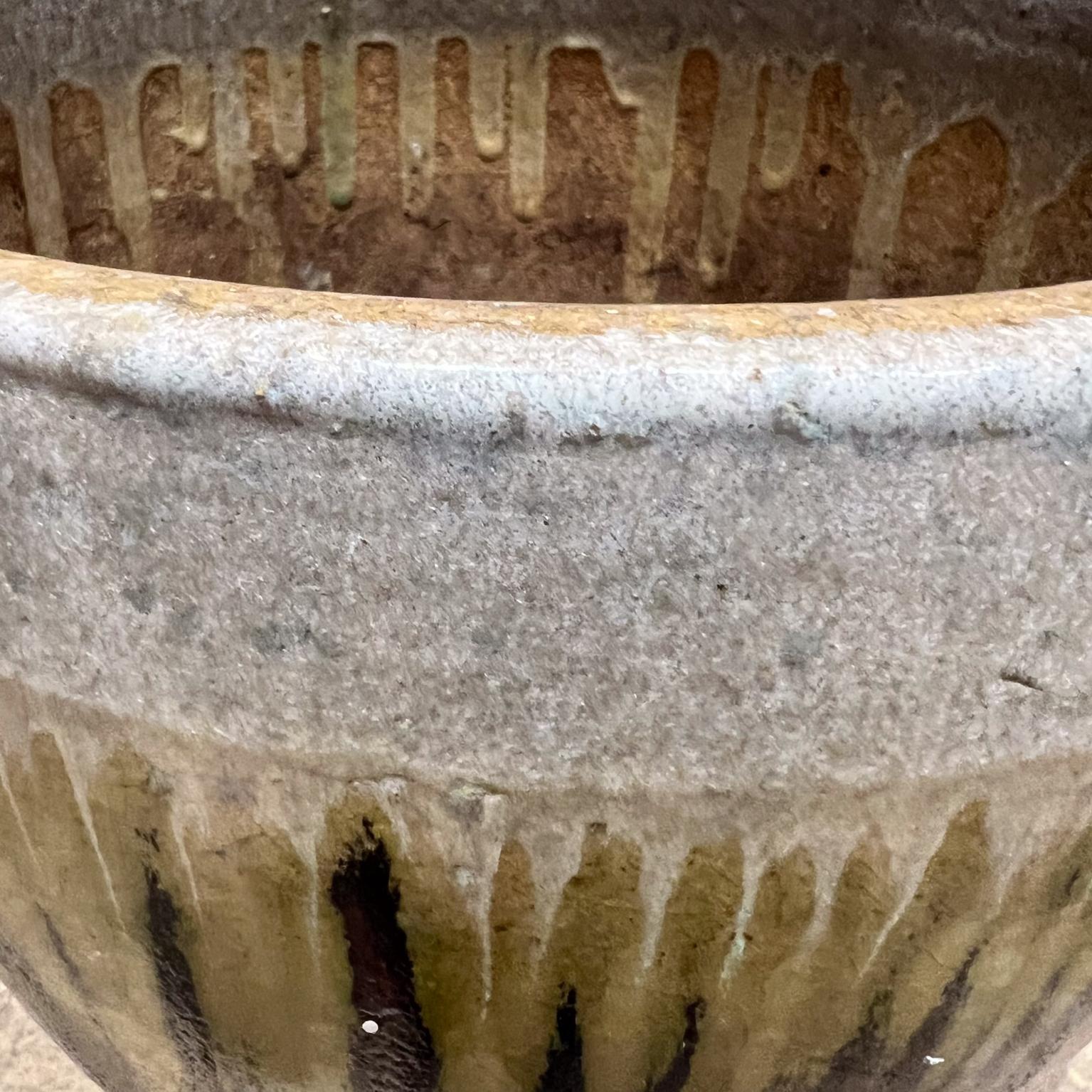 Pottery 1970s Artisan Planter Pot Lava Drip Glaze Red Green For Sale