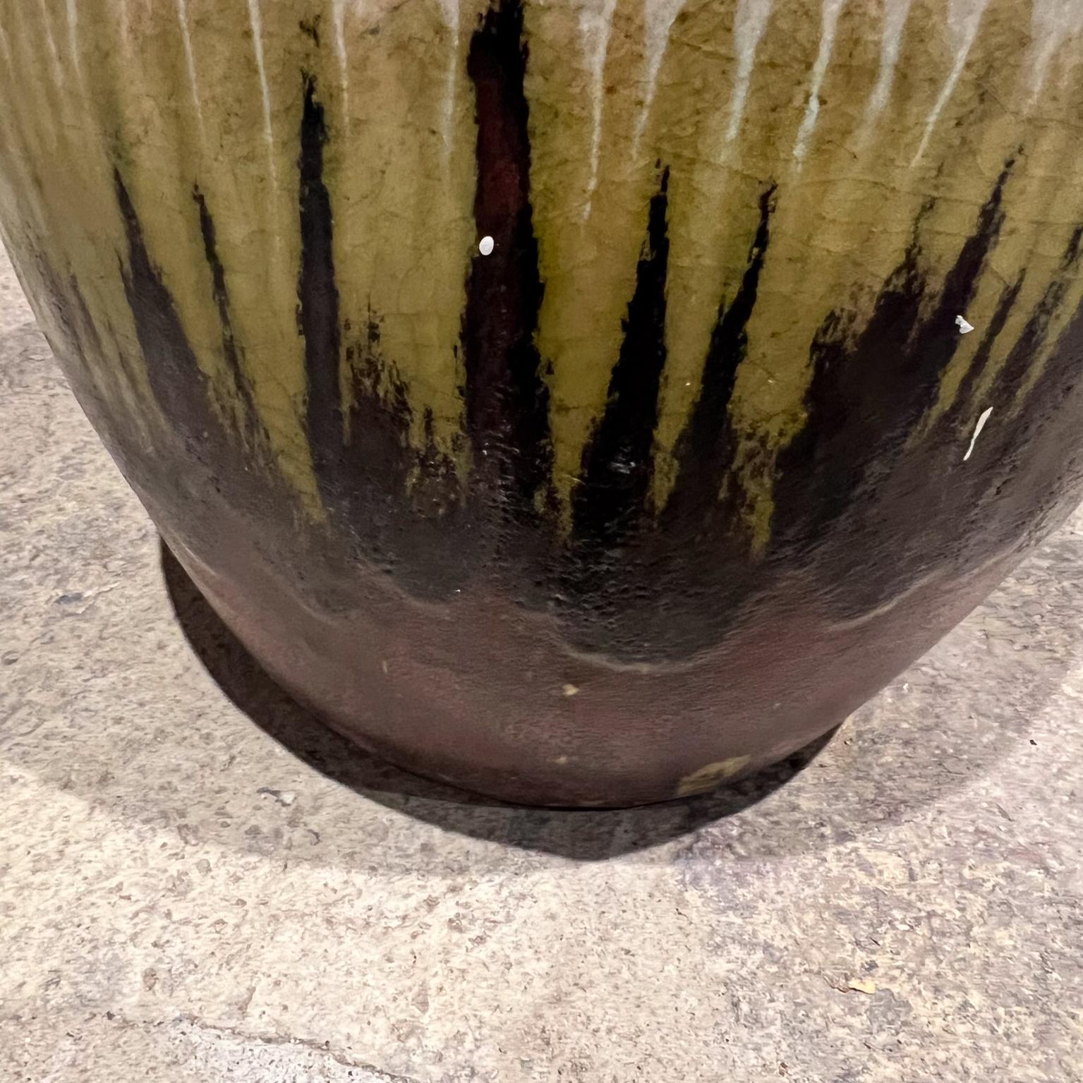 1970s Artisan Planter Pot Lava Drip Glaze Red Green For Sale 1