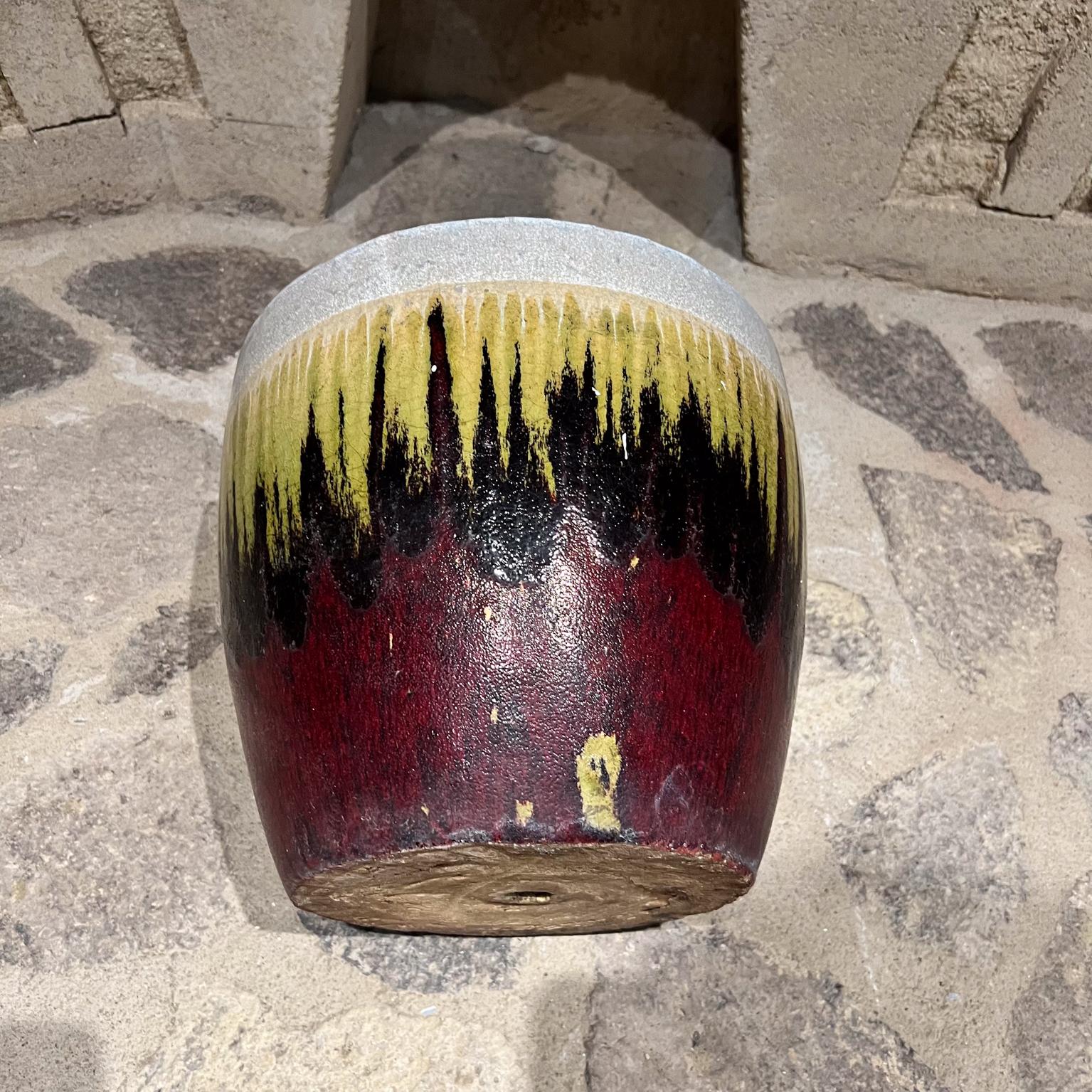 1970s Artisan Planter Pot Lava Drip Glaze Red Green For Sale 2