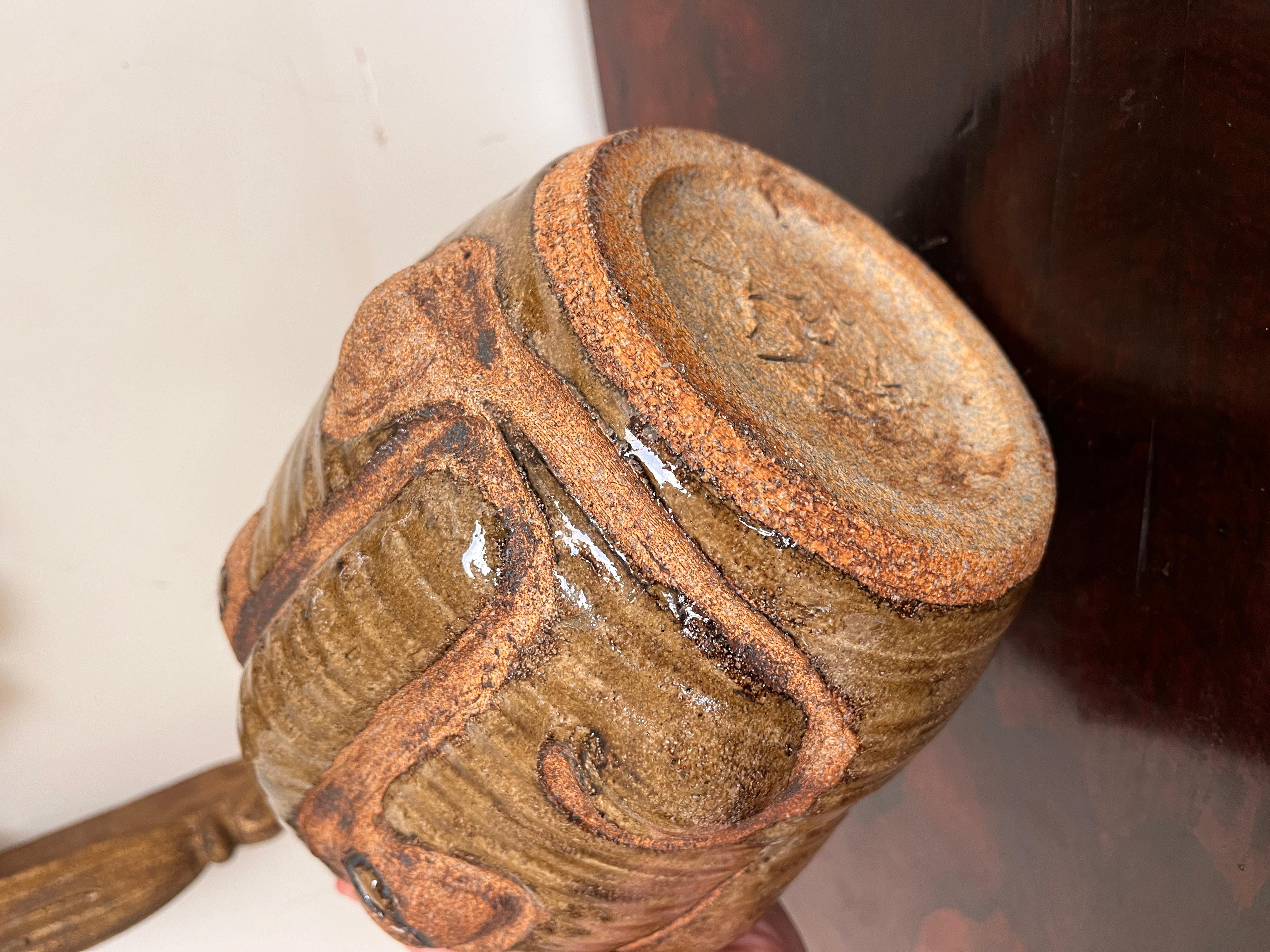 1970's Artist-made Abstract Face Vase In Good Condition For Sale In Los Angeles, CA