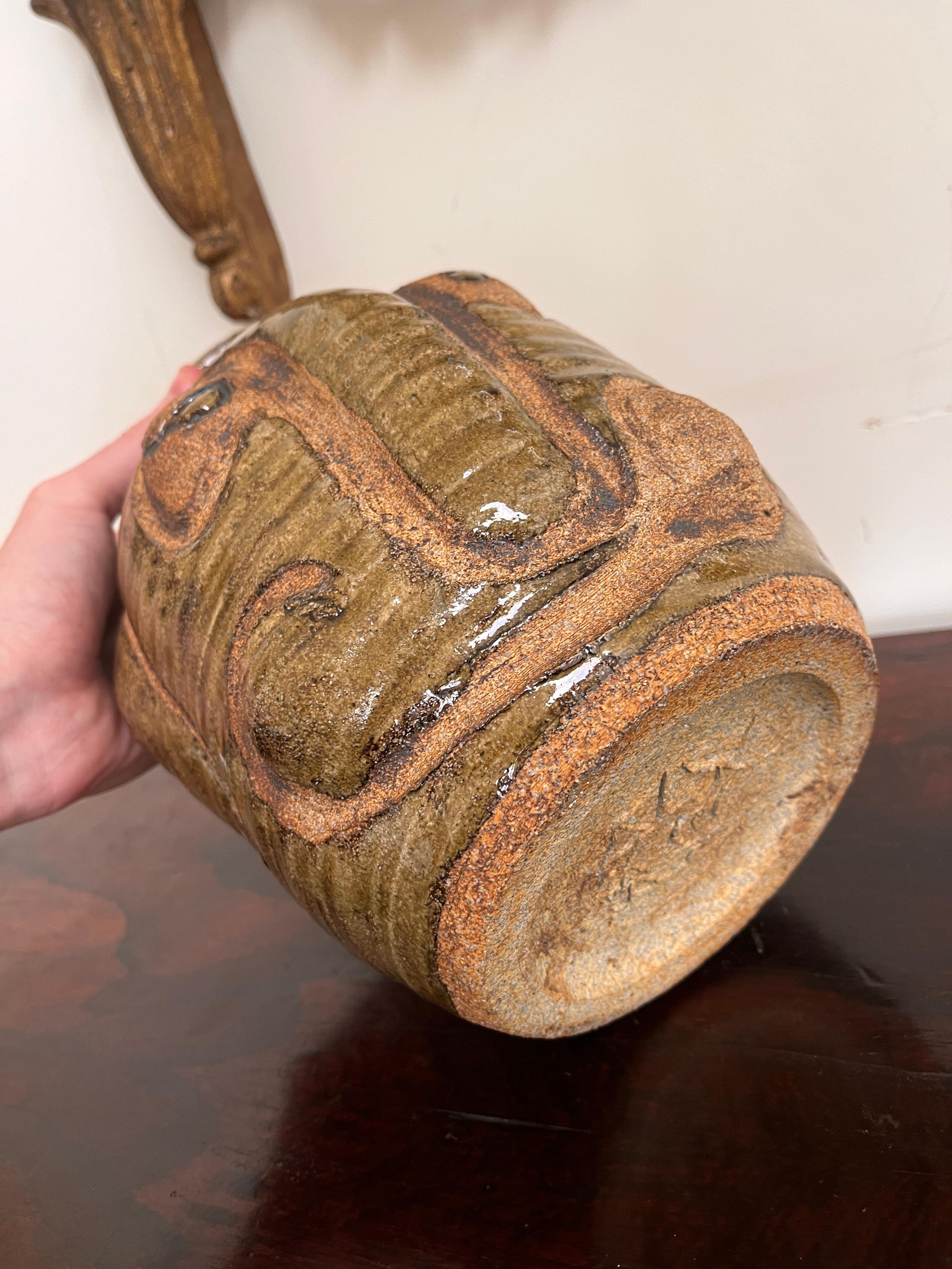 Clay 1970's Artist-made Abstract Face Vase For Sale