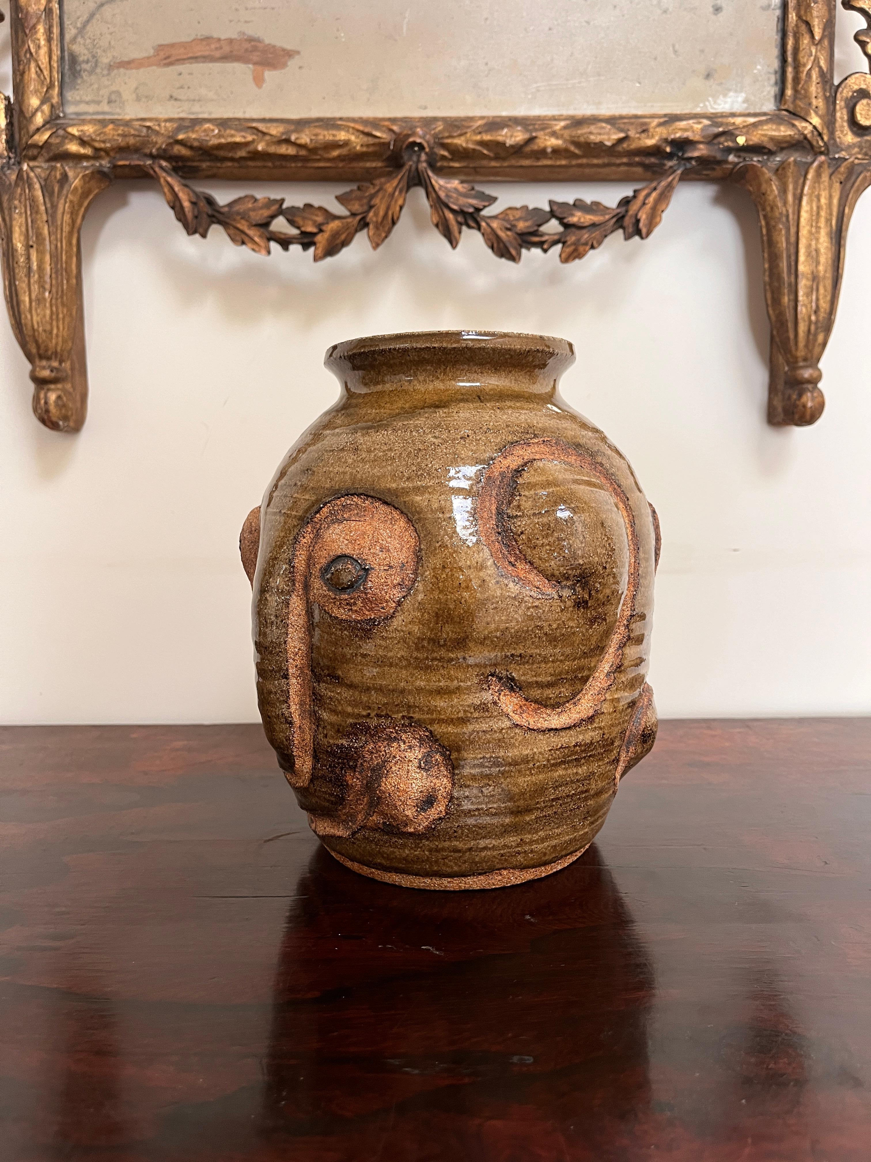 1970's Artist-made Abstract Face Vase For Sale 2