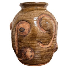 1970's Artist-made Abstract Face Vase