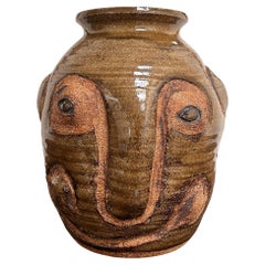1970's Artist-made Abstract Face Vase
