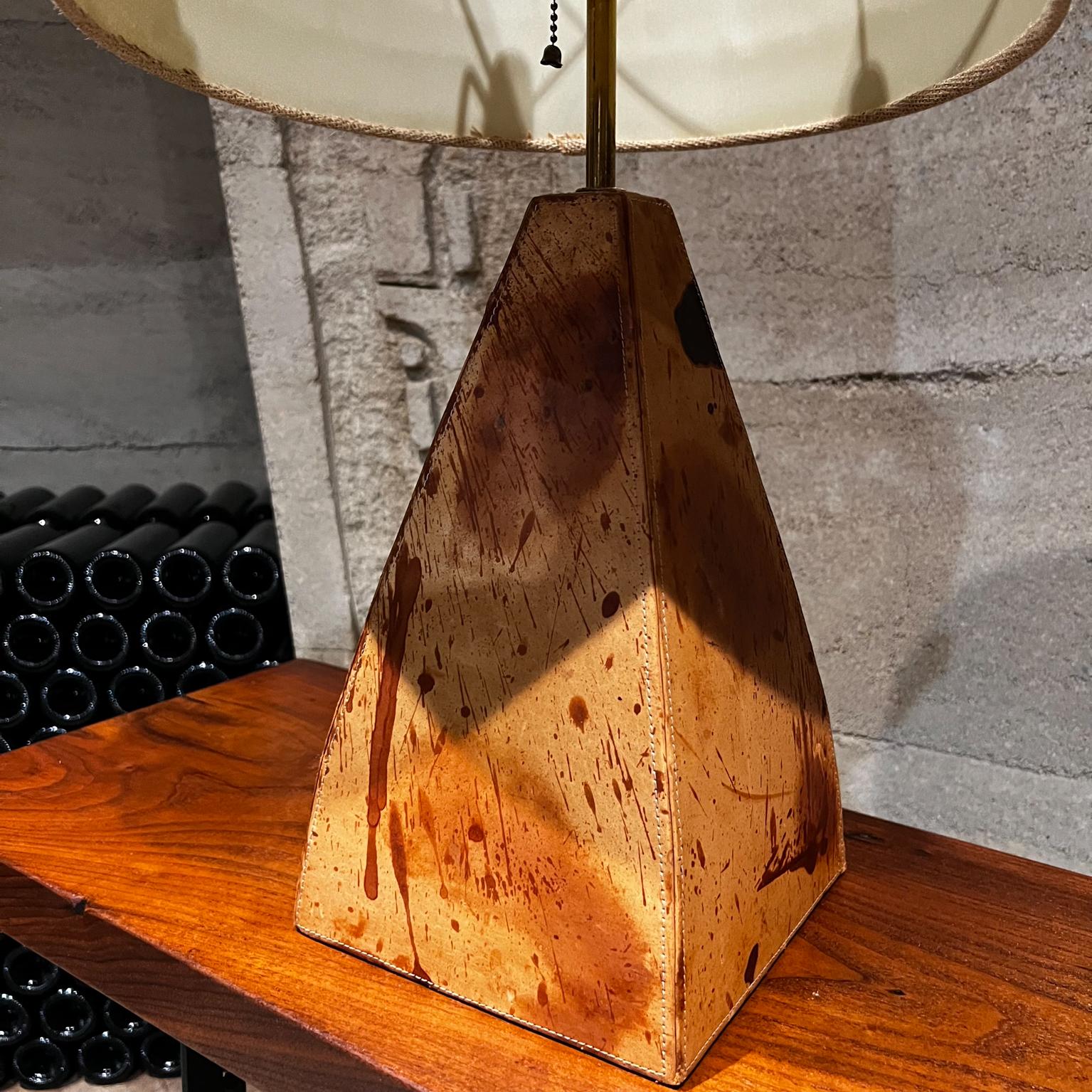 Mid-Century Modern 1970s Artistic Table Lamp Abstract Modern Leather Wrapped Metal For Sale