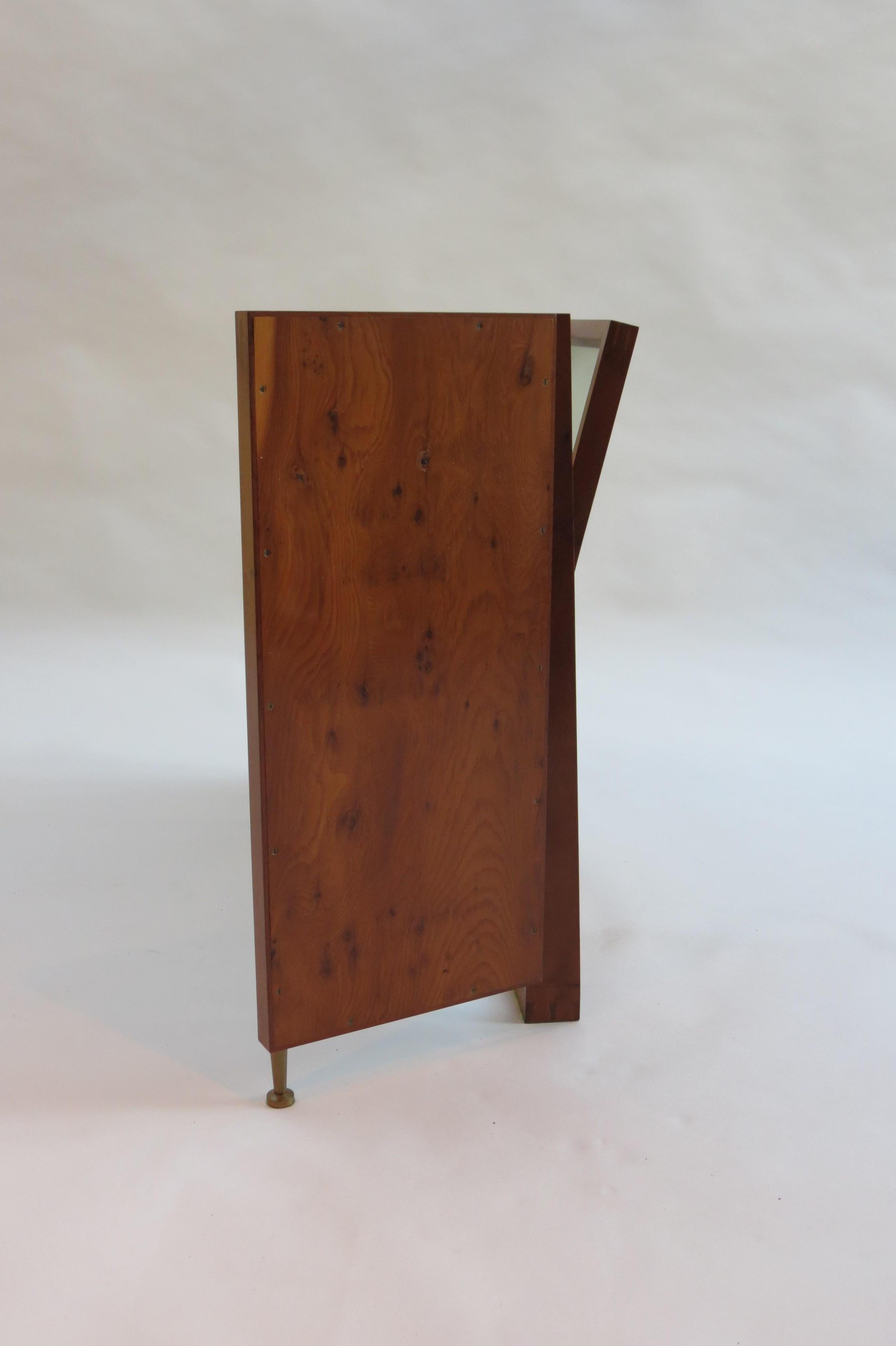 1970s Arts & Crafts Style Bespoke Handmade Freestanding Triptych Mirror Yew Wood 4