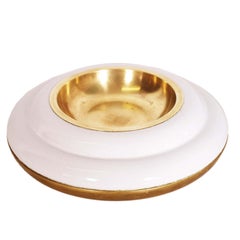 1970er Aschenbecher mit Feuerzeug aus Keramik und Messing von Paolo Traversi , funktionstüchtig