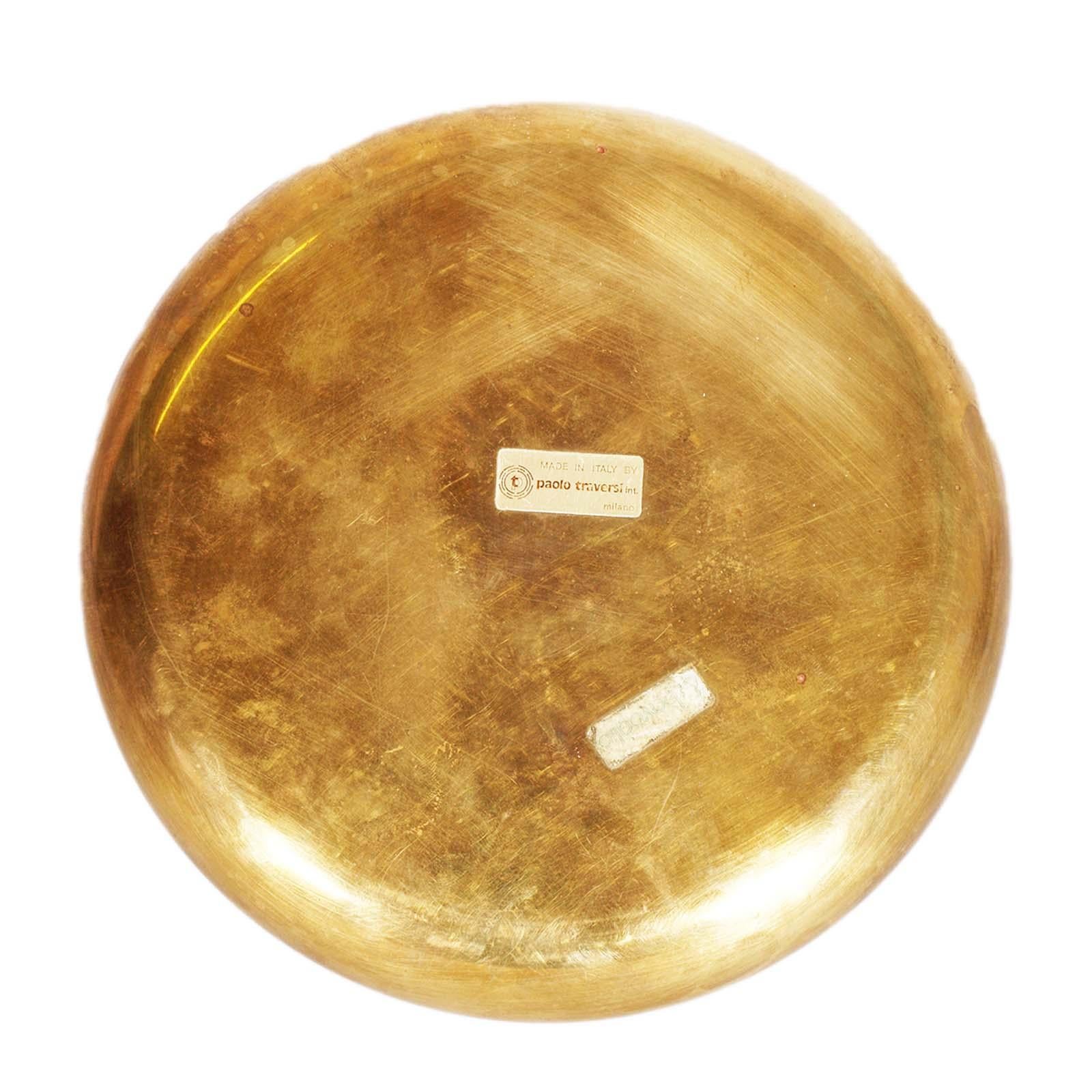 Late 20th Century 1970s Ashtray with Ceramic and Brass Lighter by Paolo Traversi , working For Sale