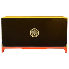 1970 Asian Modern Cabinet ou Brisk One laqué expresso à la manière de James Mont