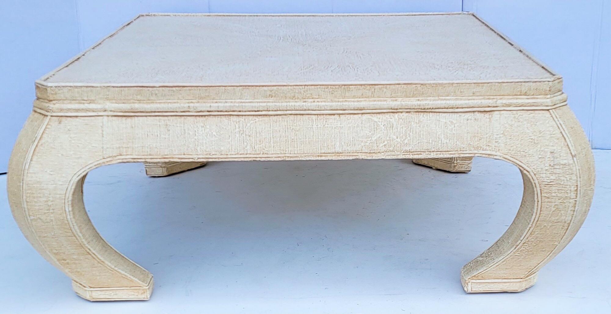 Ming 1970s Asian Modern Style Grasscloth Wrapped Coffee Table