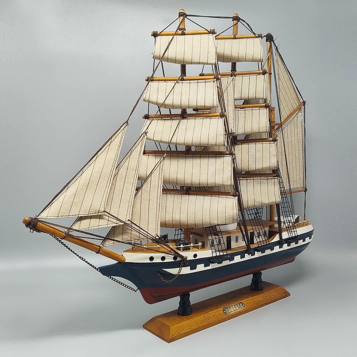 1970s Astonishing Belem model ship in walnut wood. Handmade. Made in England. This model is amazing and in excellent condition and all handmade. A true piece of history.
Dimension: 
20,07 x 3,54 x 17,32 H inches
cm 51 x cm 9 x cm 44 H

(1896-1913)