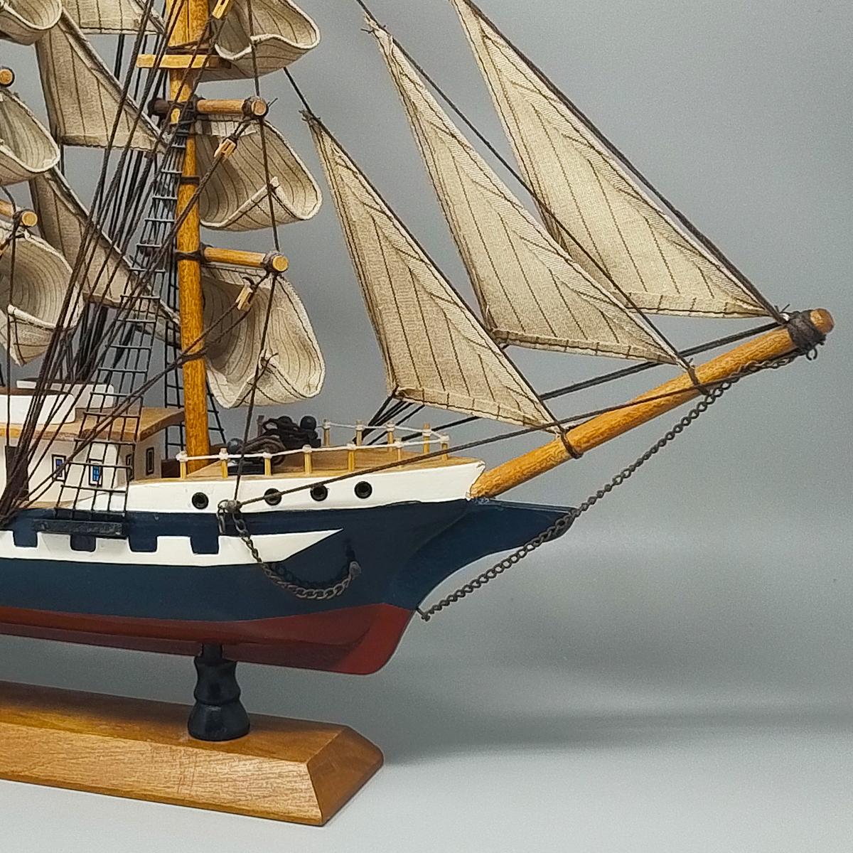 Wood 1970s Astonishing Belem Model Ship. Handmade. Made in England