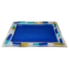 1970er Jahre Erstaunliches blaues Tablett von Albatros aus Murano-Glas. Hergestellt in Italien