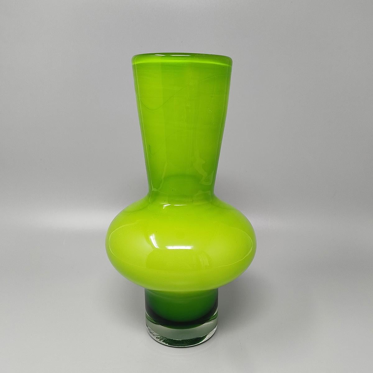 Mid-Century Modern 1970s Astonishing Blue Vase by Arte Vetro in Frosted Glass. Made in Italy For Sale