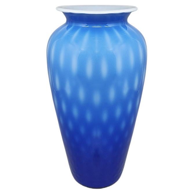 1970s Astonishing Blue Vase in Murano Glass by Dogi. Made in Italy