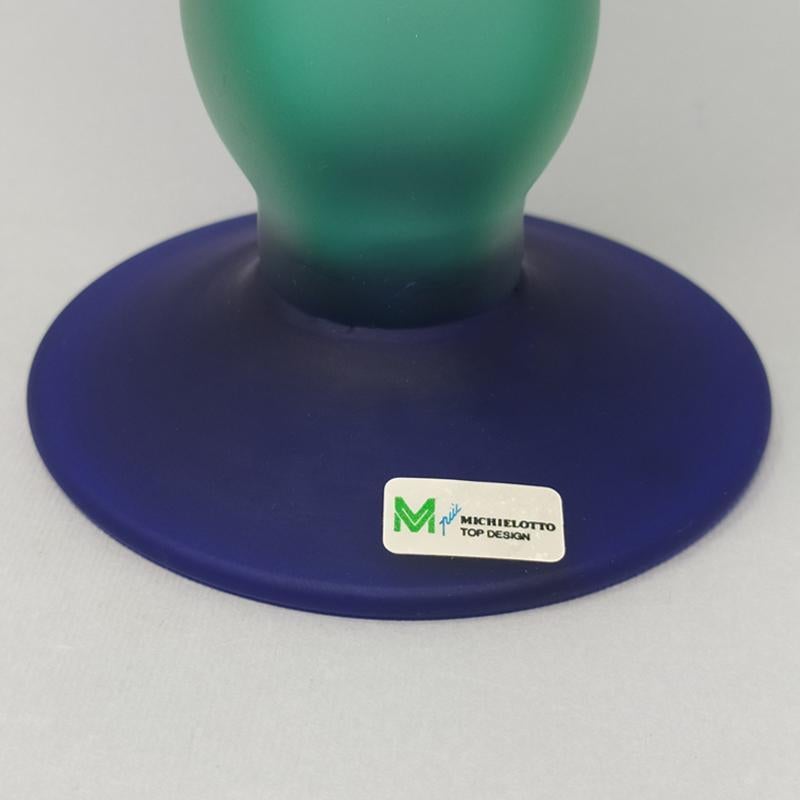 Fine XX secolo Bottiglia anni '70 in vetro di Murano verde e blu, sorprendente, di Michielotto in vendita