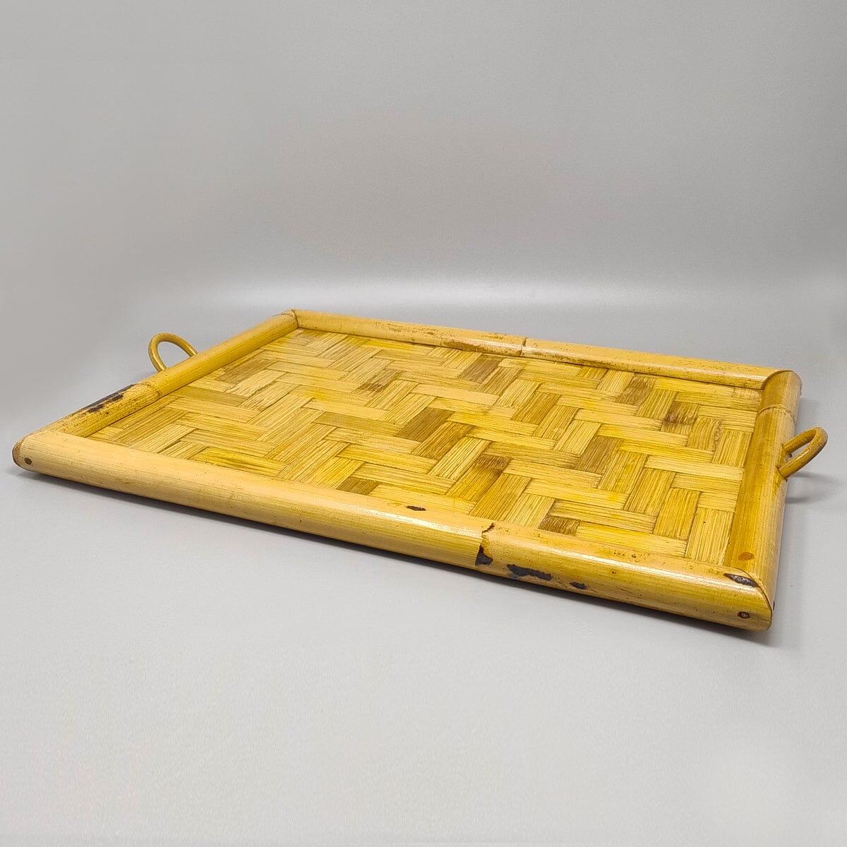 1970s Astonishing Italian Tray in Bamboo, Rattan and Wicker. Made in Italy In Excellent Condition For Sale In Milano, IT