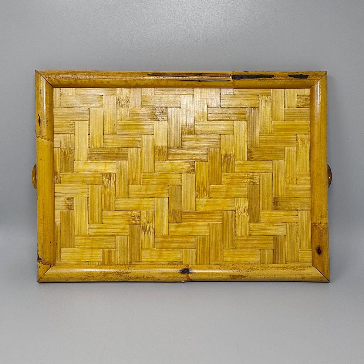 1970s Astonishing Italian Tray in Bamboo, Rattan and Wicker. Made in Italy For Sale 1