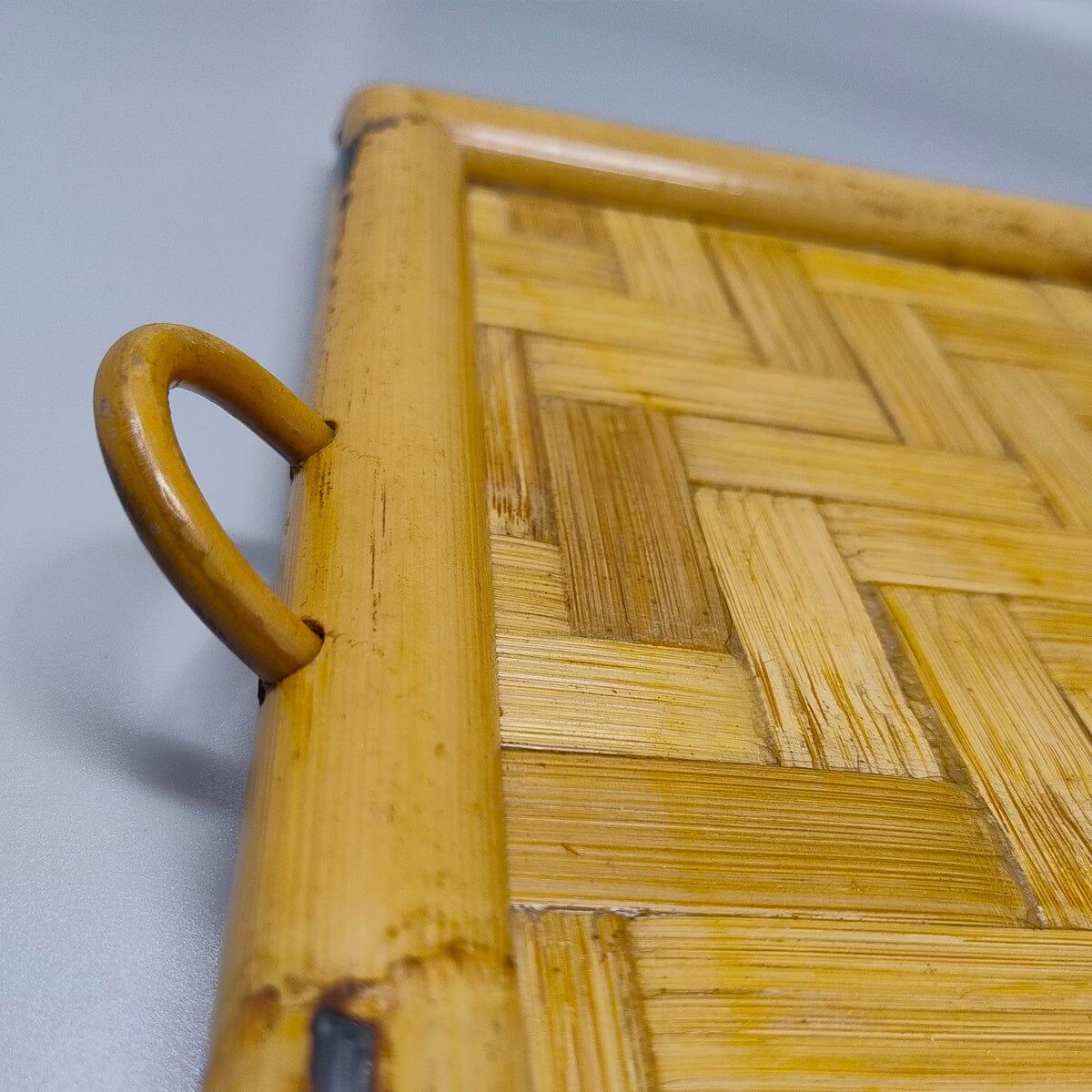 1970s Astonishing Italian Tray in Bamboo, Rattan and Wicker. Made in Italy For Sale 2