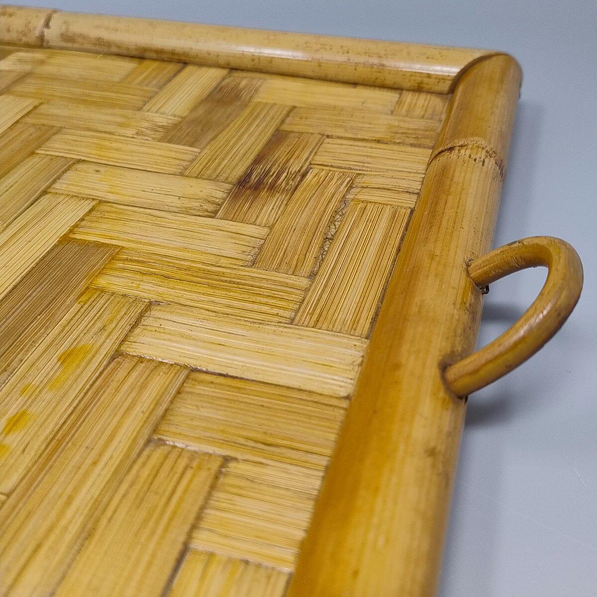 1970s Astonishing Italian Tray in Bamboo, Rattan and Wicker. Made in Italy For Sale 3