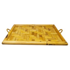 1970s Astonishing Italian Tray in Bamboo, Rattan and Wicker. Made in Italy