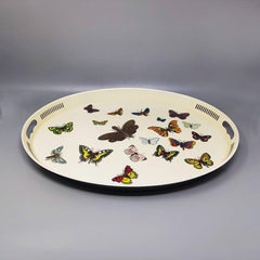 1970s Astonishing Oval Metal Tray By Piero Fornasetti. Made in Italy