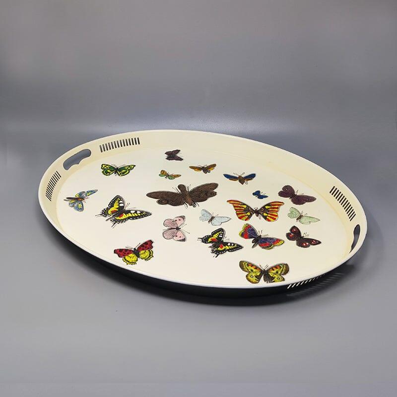 Mid-Century Modern 1970s Astonishing Oval Metal Tray By Piero Fornasetti. Made in Italy For Sale