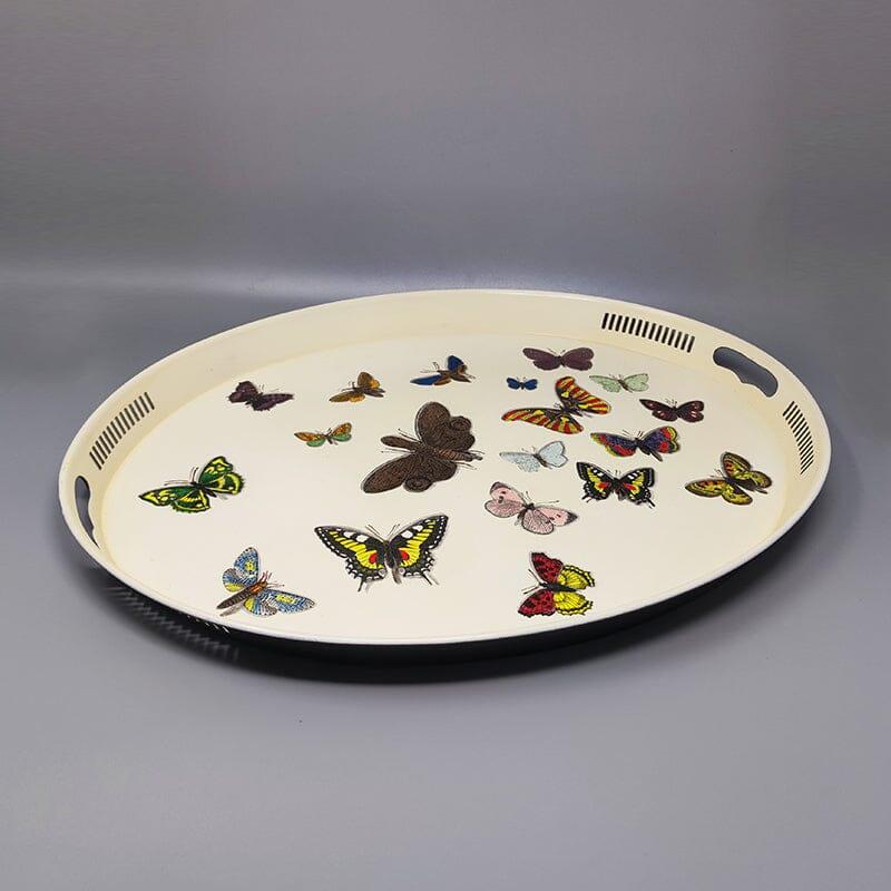 Italian 1970s Astonishing Oval Metal Tray By Piero Fornasetti. Made in Italy For Sale