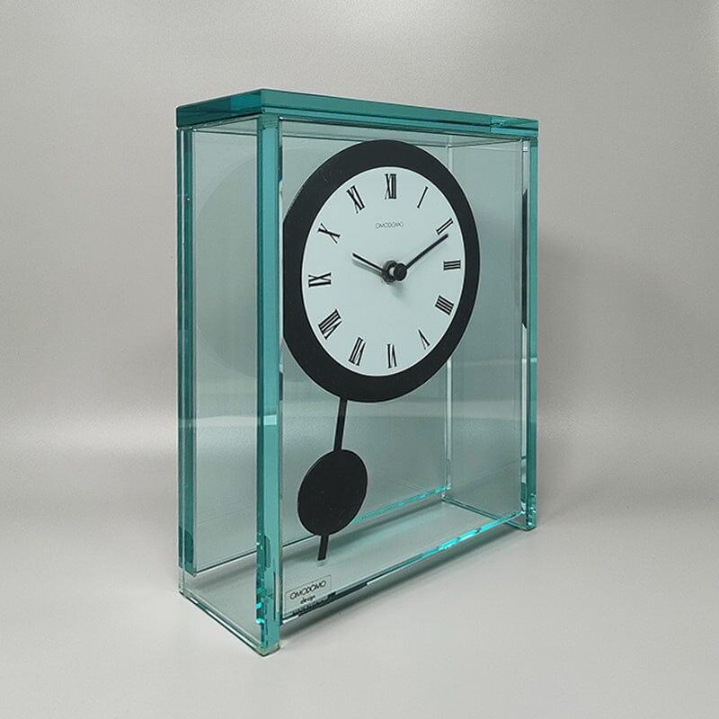 Mid-Century Modern Étonnante horloge Pendulum d'Omodomo en cristal des années 1970 Fabriqué en Italie en vente