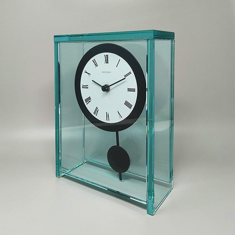 italien Étonnante horloge Pendulum d'Omodomo en cristal des années 1970 Fabriqué en Italie en vente