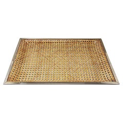 1970s Astonishing Rectangular Tray in Viennese Straw by Jolel. Made in Italy