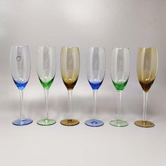 1970s Astonishing Set of Six Murano Glasses by Nason, Made in Italy