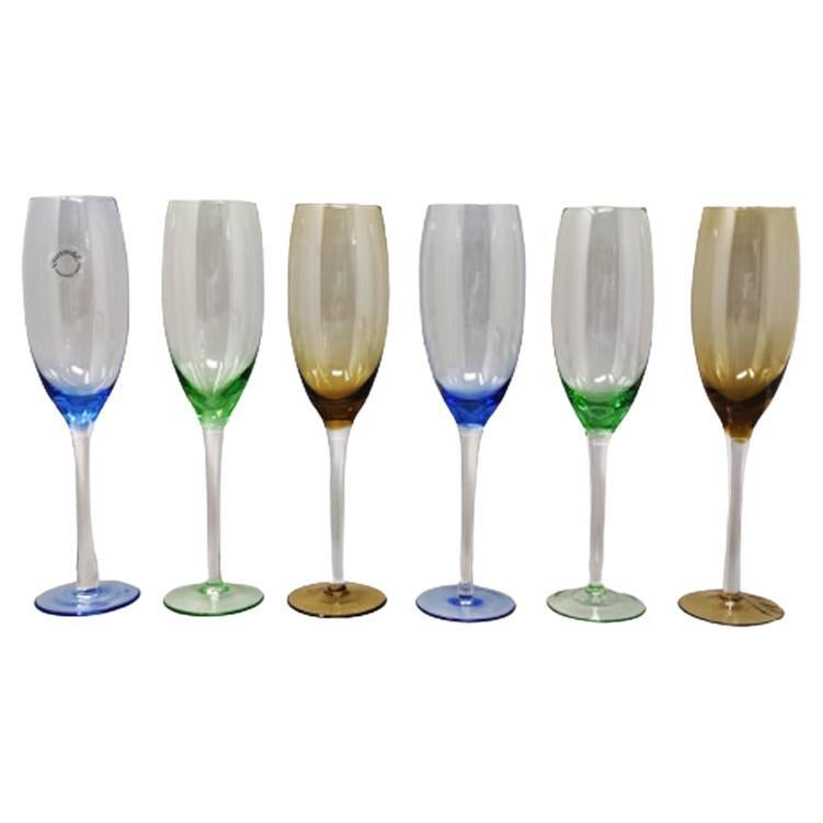 Étonnant ensemble de six verres de Murano des années 1970 par Nason, fabriqués en Italie