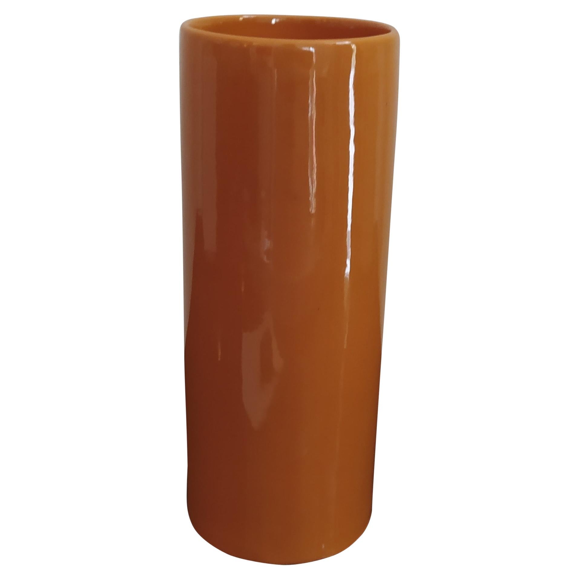 1970s Astonishing Space Age Orange Vase by Gabbianelli. Made in Italy