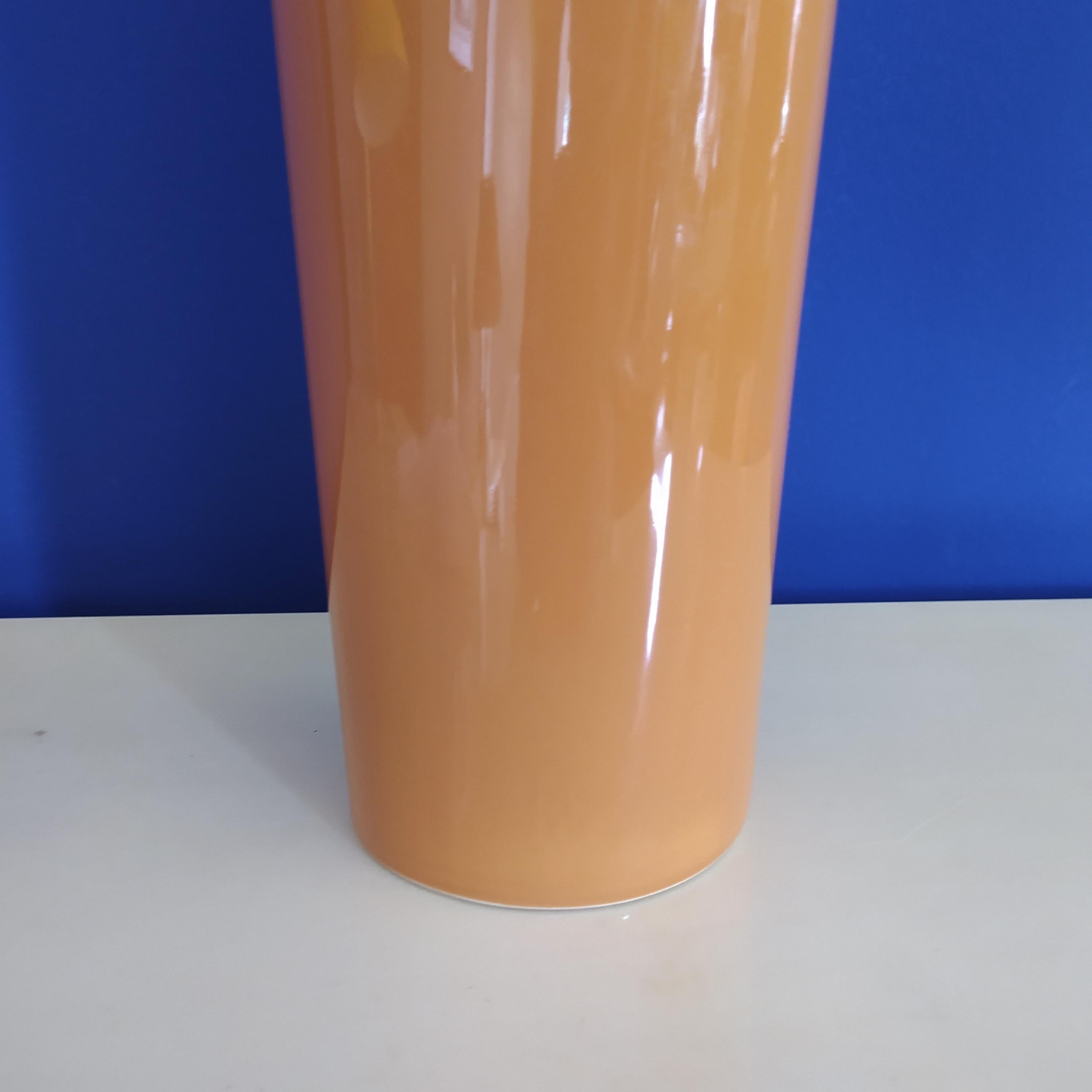 Late 20th Century 1970s Astonishing Space Age Orange Vase in Ceramic, Made in Italy For Sale