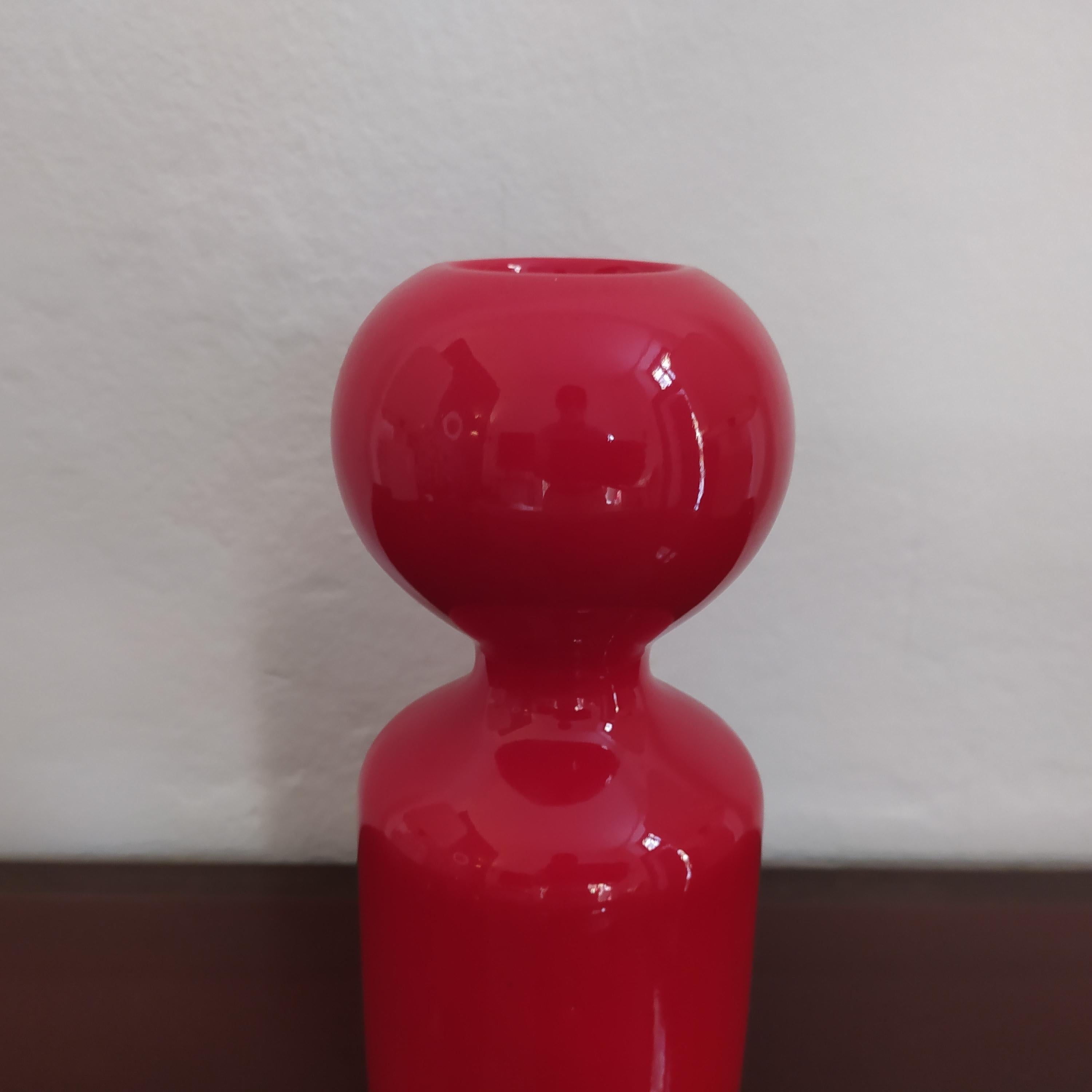 European 1970s Astonishing Space Age Red Vase by Gabbianelli, Made in Italy For Sale