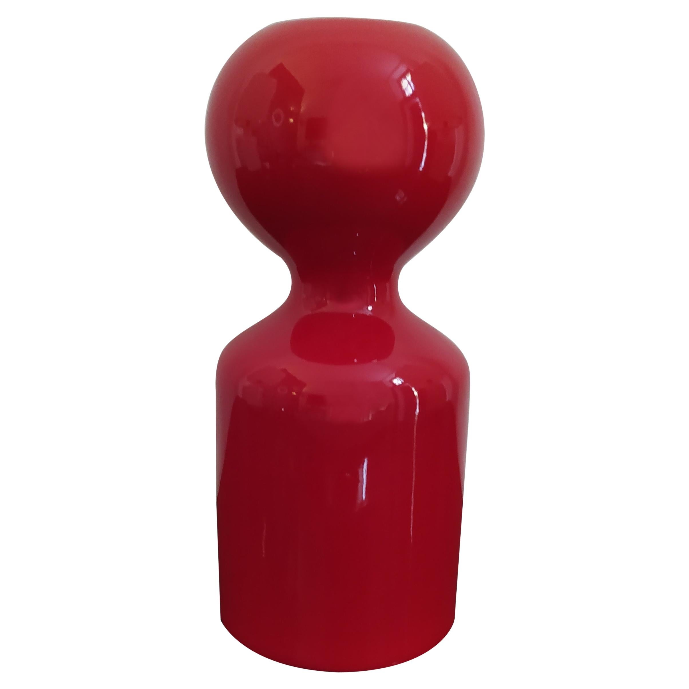 1970s Astonishing Space Age Red Vase by Gabbianelli, Made in Italy