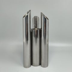 1970s Space Age Stainless Steel Vase, Mid-Century Modern, Italy