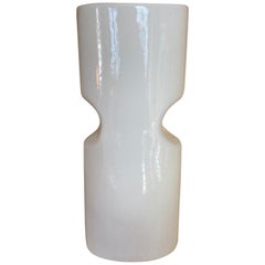 1970s Astonishing Space Age White Vase in Ceramic by Gabbianelli, Made in Italy