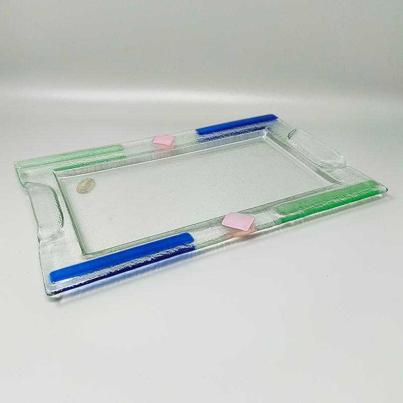 Mid-Century Modern Étonnant plateau des années 1970 par Albatros en verre de Murano. Fabriqué en Italie en vente