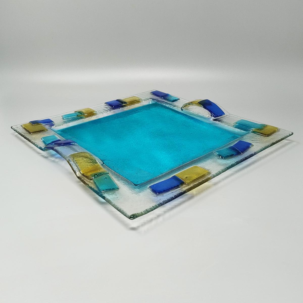 Mid-Century Modern 1970s Astonishing Tray By Albatros in Murano Glass. Made in Italy For Sale