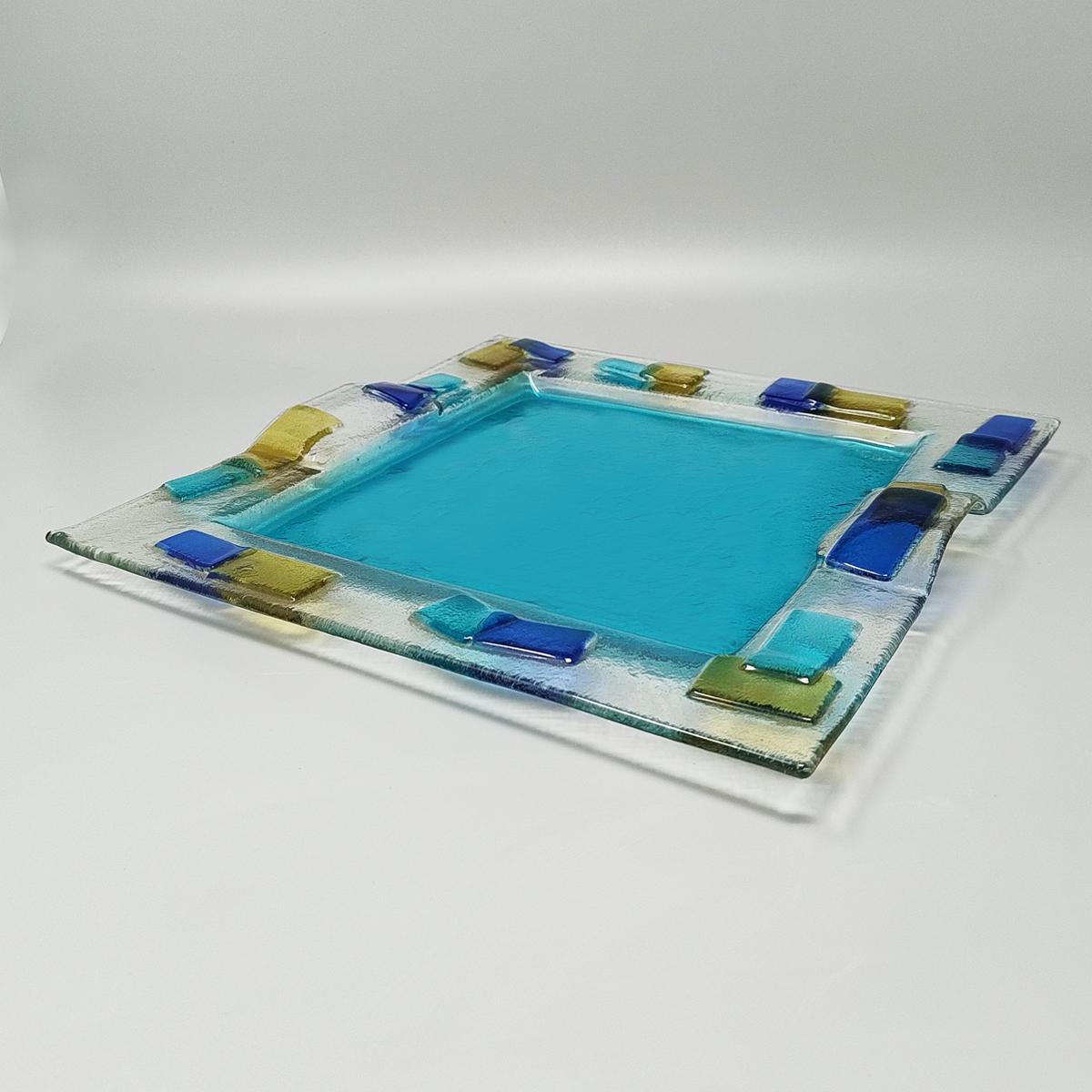 Italian 1970s Astonishing Tray By Albatros in Murano Glass. Made in Italy For Sale
