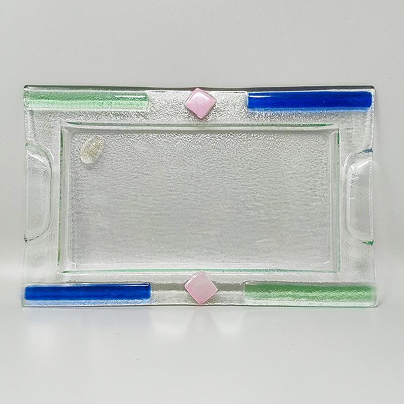 Étonnant plateau des années 1970 par Albatros en verre de Murano. Fabriqué en Italie Excellent état - En vente à Milano, IT